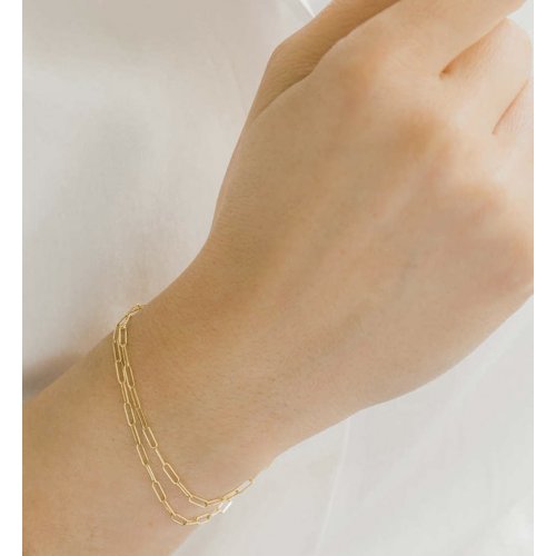 New Sterling Silver 3mm Paperclip Chain Link Bracelet - Silver & Gold