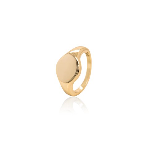 New Sterling Silver Gold Plated Round Signet Ring