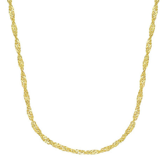 New Sterling Silver Gold Vermeil Sparkly Singapore Chain Necklace