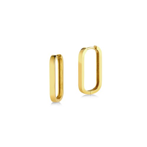 New Sterling Silver Gold Plated Large Oval Huggies