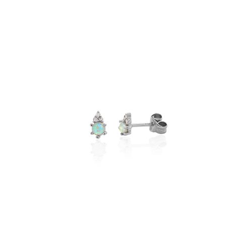 New Sterling Silver Synthetic Opal CZ Trio Stud