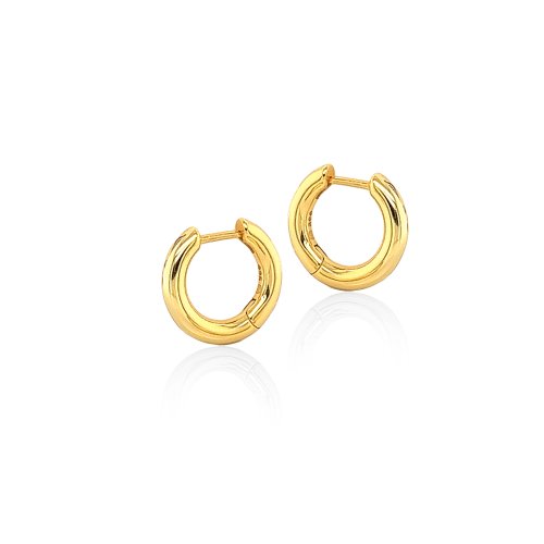 New Sterling Silver Chubby Tube Huggies - Silver & Gold